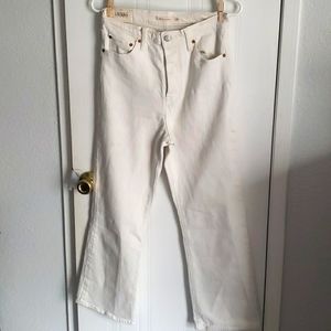 Levi's cream ribcage crop bootcut jeans
